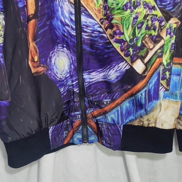 Men's Kleino Van Gogh Starry Night Skater Artsy Bomber Jacket - Size Medium - Picture 4 of 15